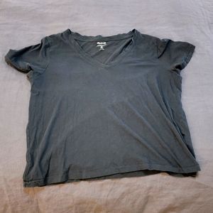 Madewell Whisper Cotton Black V-neck
